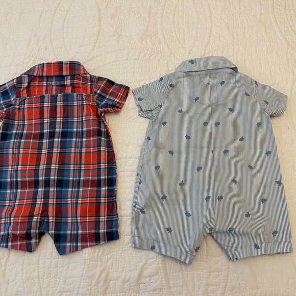 Two Carter’s baby boy collared rompers Lot - Picture 2 of 5